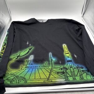 Disneyland Space Mountain Sweat Shirt Black Long Sleeve Size 3x Mens Print
